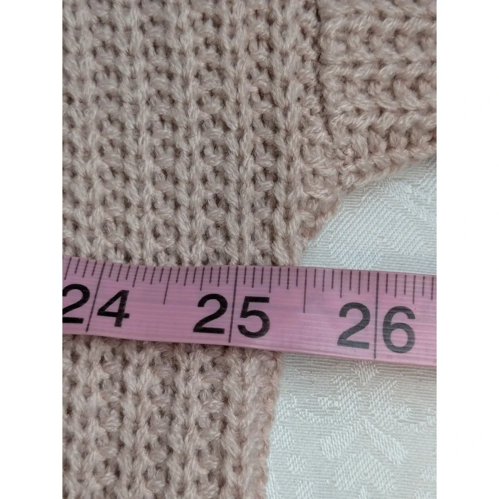 ANDTHEWHY Dusty Pink Fringe Long Sleeve Boxy Oversized Sweater Size M/L - Picture 6 of 8